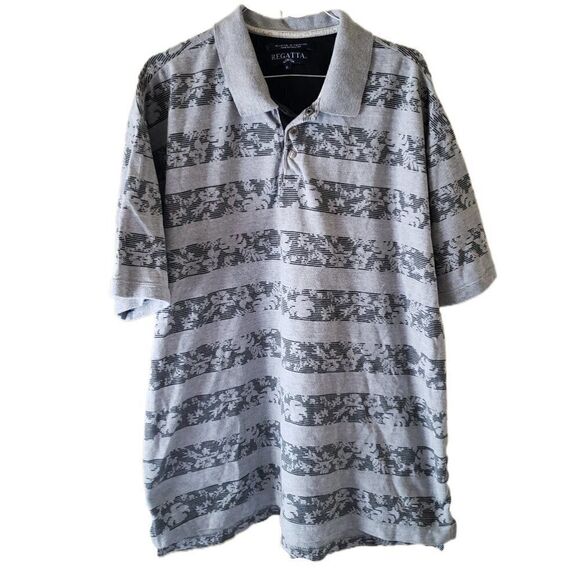 Regatta Men's Gray Hawaiian Pattern Short Sleeve Polo - Picture 1 of 4